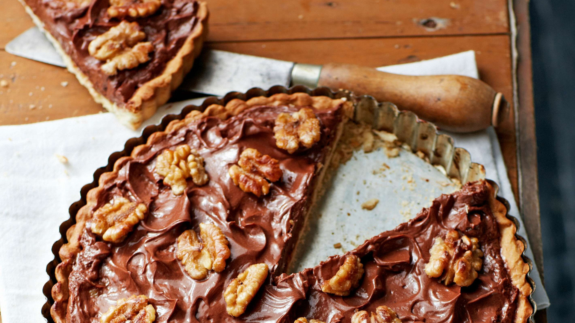 Chocolade-walnoottaart