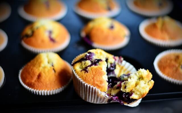 Blauwe bessen muffins 